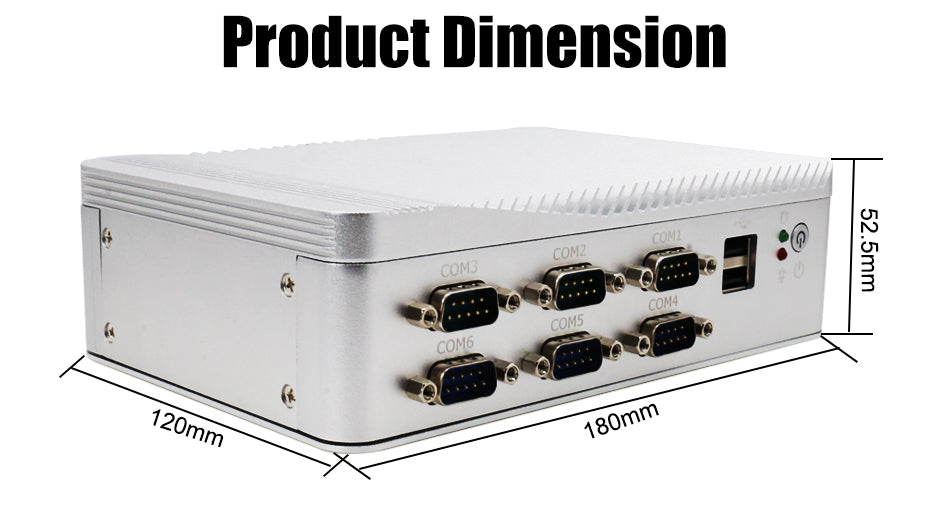 Hummlink Fanless Industrial Mini PC Intel J4125 | Dual LAN | 6 COM RS232 | Embedded Box PC for Industrial Automation