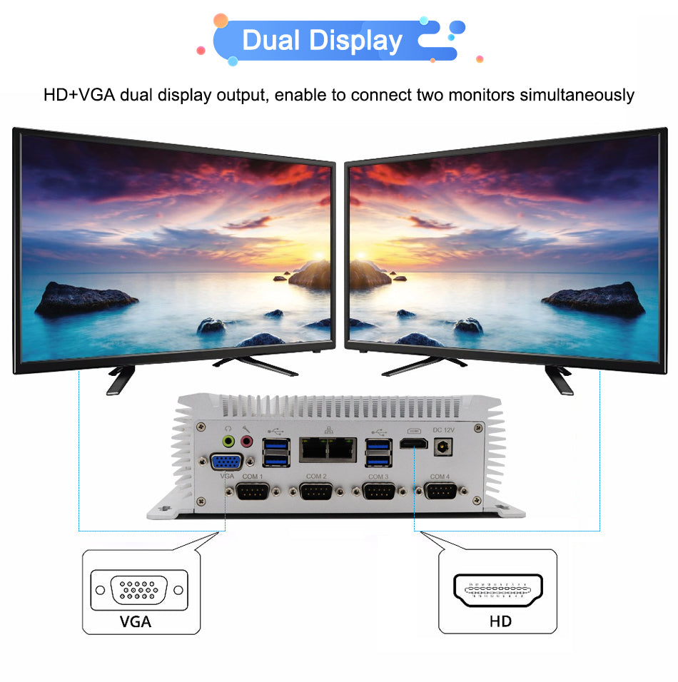 Hummlink G1 Fanless Industrial Mini PC | Intel Core i5/i7-4200U/4500U | Dual LAN | 2×COM | Windows 11 Pro
