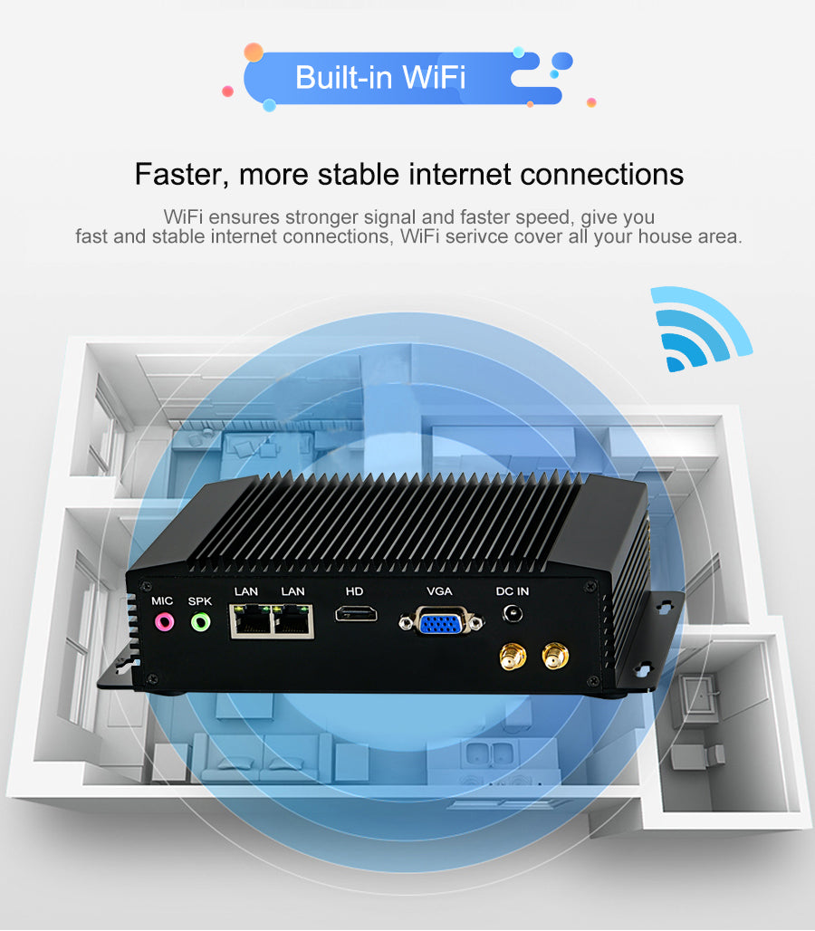 Fanless Industrial Mini PC Intel Pentium N3520 8G D3 128G SSD Windows/Linux For Car Parking System