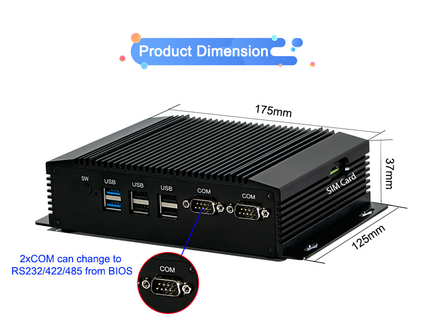 Fanless Industrial Mini PC Intel Pentium N3520 8G D3 128G SSD Windows/Linux For Car Parking System