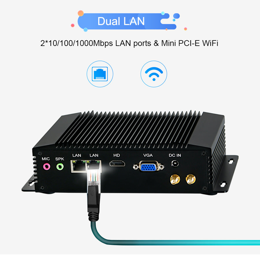 Fanless Industrial Mini PC Intel Pentium N3520 8G D3 128G SSD Windows/Linux For Car Parking System