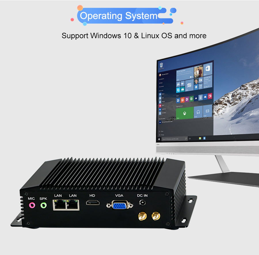Fanless Industrial Mini PC Intel Pentium N3520 8G D3 128G SSD Windows/Linux For Car Parking System