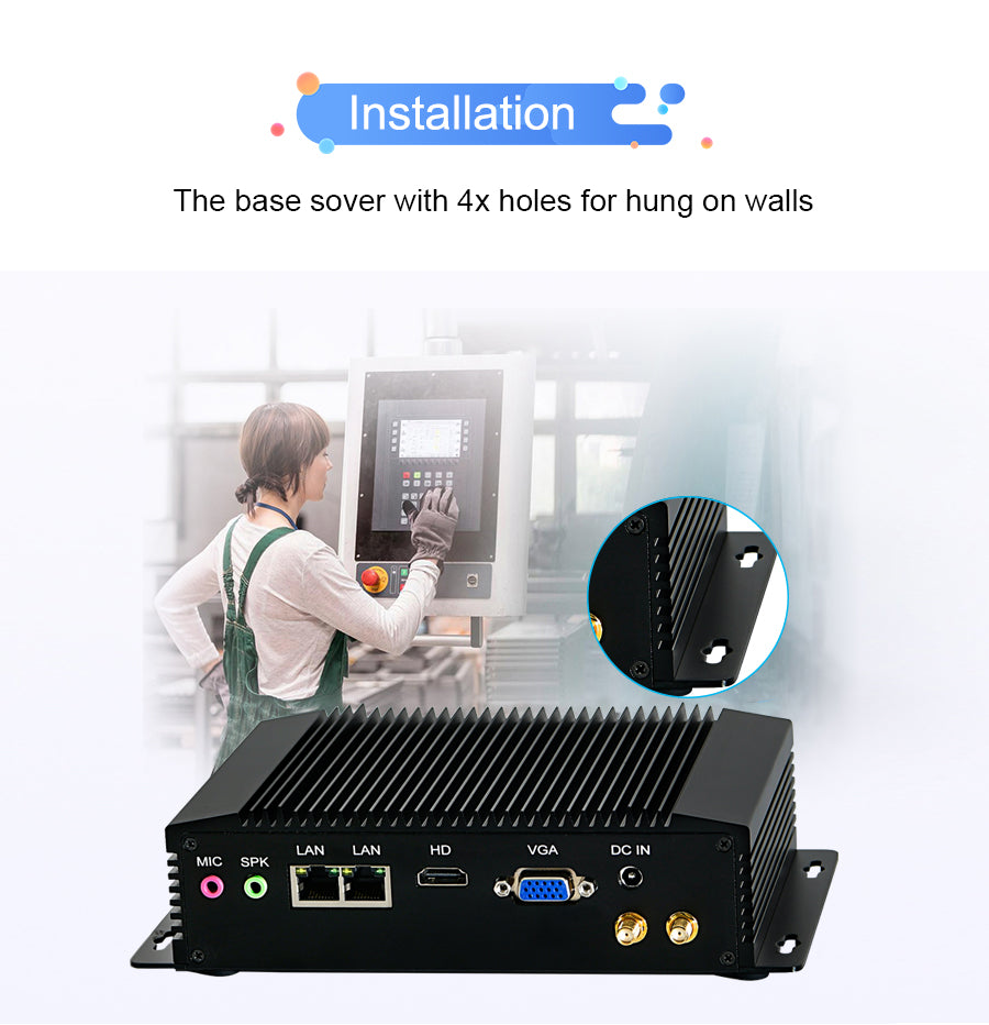 Fanless Industrial Mini PC Intel Pentium N3520 8G D3 128G SSD Windows/Linux For Car Parking System