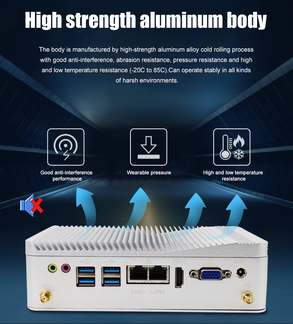 Hummlink Fanless Industrial Mini PC Intel J4125 | Dual LAN | 6 COM RS232 | Embedded Box PC for Industrial Automation