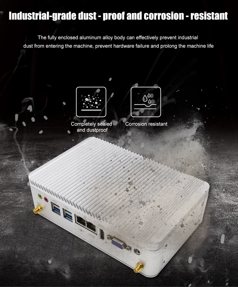 Hummlink Fanless Industrial Mini PC Intel J4125 | Dual LAN | 6 COM RS232 | Embedded Box PC for Industrial Automation