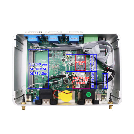 Fanless Industrial Mini PC Intel N100 |8G DDR4|256G SSD|Dual Lan|6 Com |6SUB|Dual Display for Car Parking System