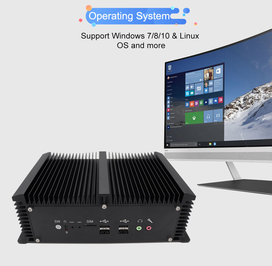 Hummlink G4 Fanless Industrial Mini PC | Intel Core i7-8550U / i5-8250U | Dual LAN | 2 COM | Dual Display | Industrial Automation