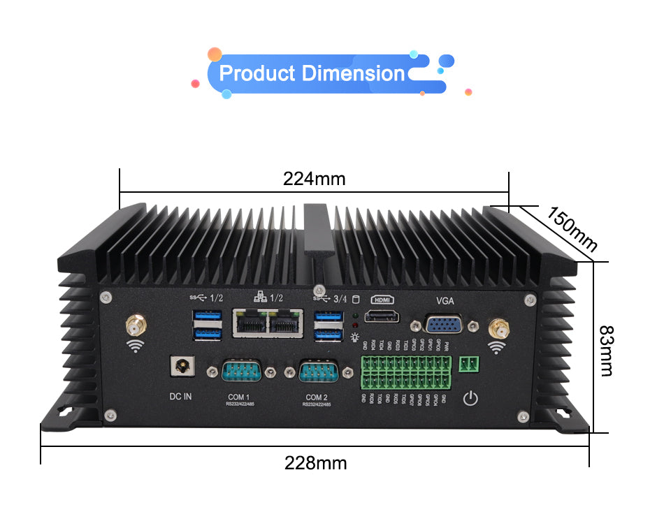 Hummlink G4 Fanless Industrial Mini PC | Intel Core i7-8550U / i5-8250U | Dual LAN | 2 COM | Dual Display | Industrial Automation