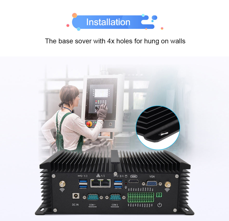 Hummlink G4 Fanless Industrial Mini PC | Intel Core i7-8550U / i5-8250U | Dual LAN | 2 COM | Dual Display | Industrial Automation