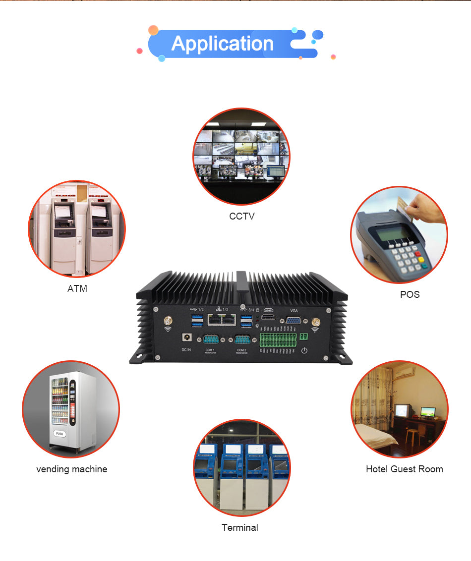 Hummlink G4 Fanless Industrial Mini PC | Intel Core i7-8550U / i5-8250U | Dual LAN | 2 COM | Dual Display | Industrial Automation