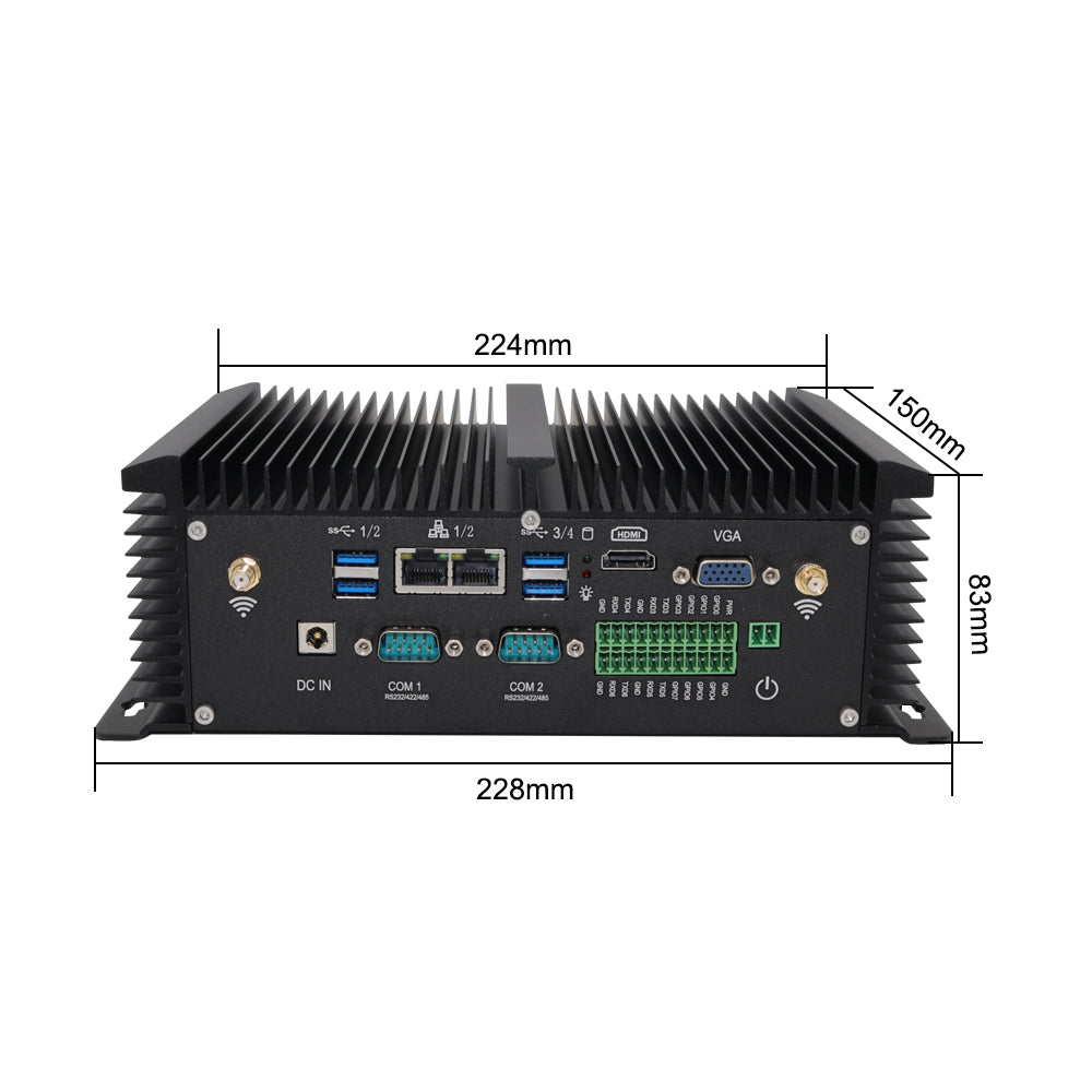 Hummlink G4 Fanless Industrial Mini PC | Intel Core i7-8550U / i5-8250U | Dual LAN | 2 COM | Dual Display | Industrial Automation