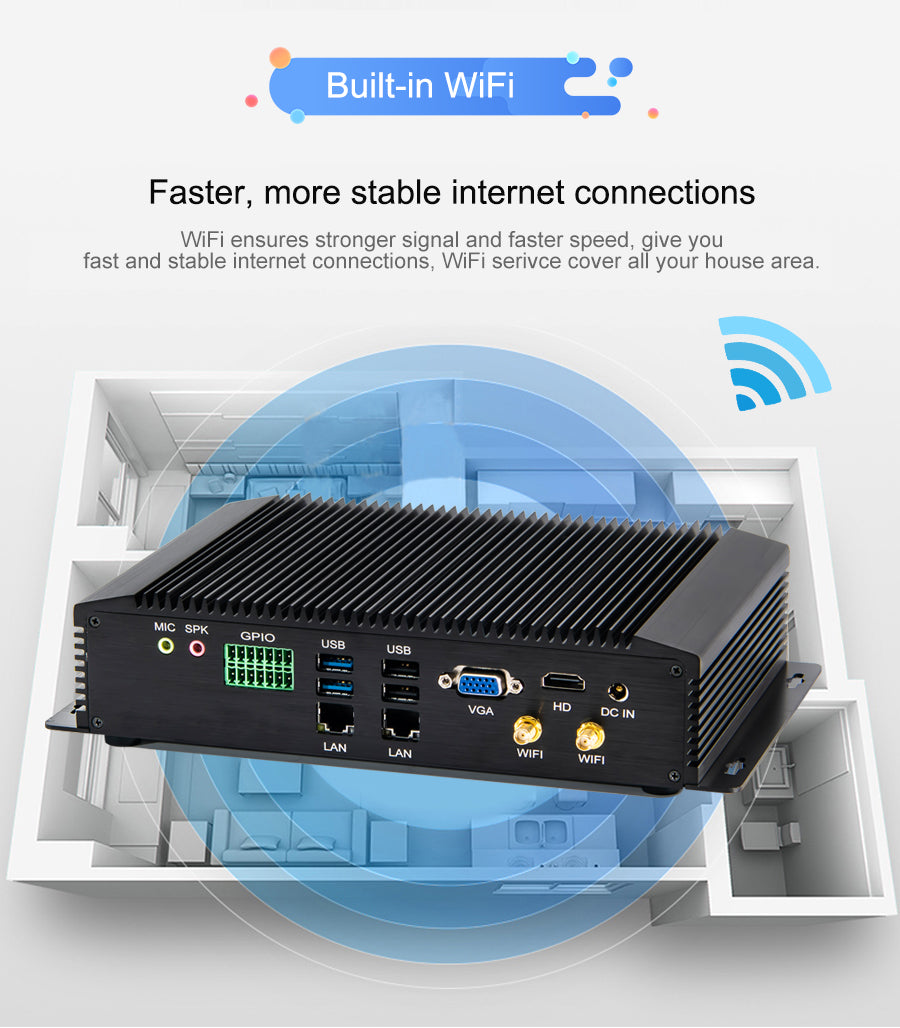 Hummlink G5 Fanless Industrial Mini PC | Intel Core i5-4200U / i7-4650U | Dual 2.5G LAN | 6 COM | LPT | GPIO | Industrial Automation