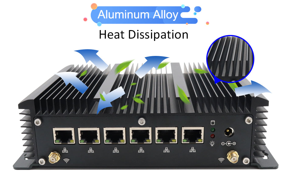 Hummlink G7 Fanless Industrial Mini Router / Firewall PC | Intel Core i5-10210U / i7-10510U | 6 × Gigabit LAN | 2 COM | 4G SIM | pfSense Ready