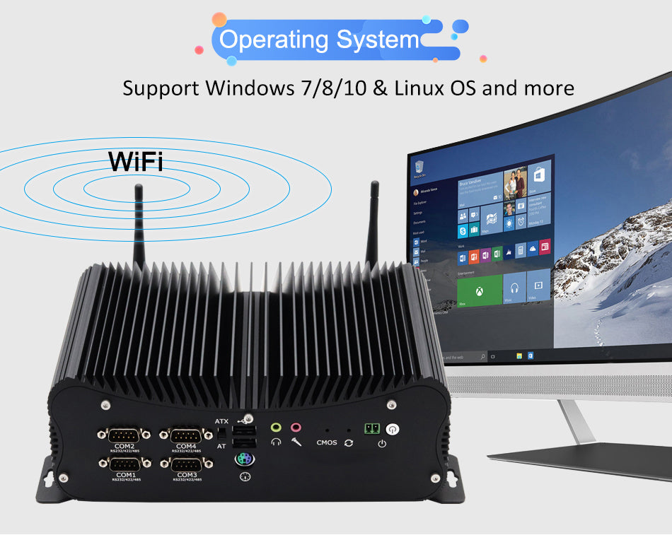 Hummlink G8 Fanless Industrial Mini PC | Intel Core i5-8250U / i7-8560U / i5-10210U / i7-10510U | Dual 2.5G LAN | 6 COM | RS422/RS485 | GPIO | Industrial Automation