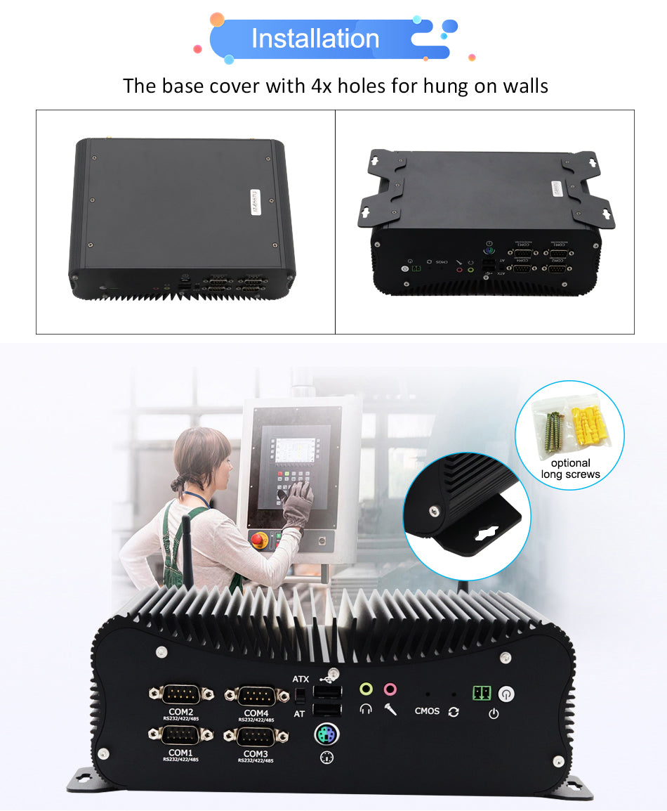 Hummlink G8 Fanless Industrial Mini PC | Intel Core i5-8250U / i7-8560U / i5-10210U / i7-10510U | Dual 2.5G LAN | 6 COM | RS422/RS485 | GPIO | Industrial Automation